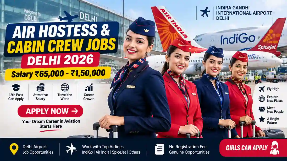 Air Hostess Jobs in Delhi for Female 12th Pass 2026