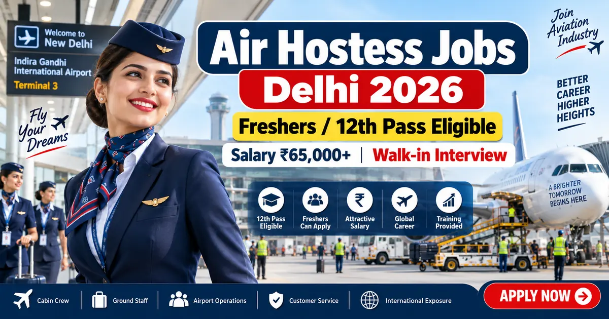 Air Hostess Jobs in Delhi for Freshers 2026 Direct Hiring