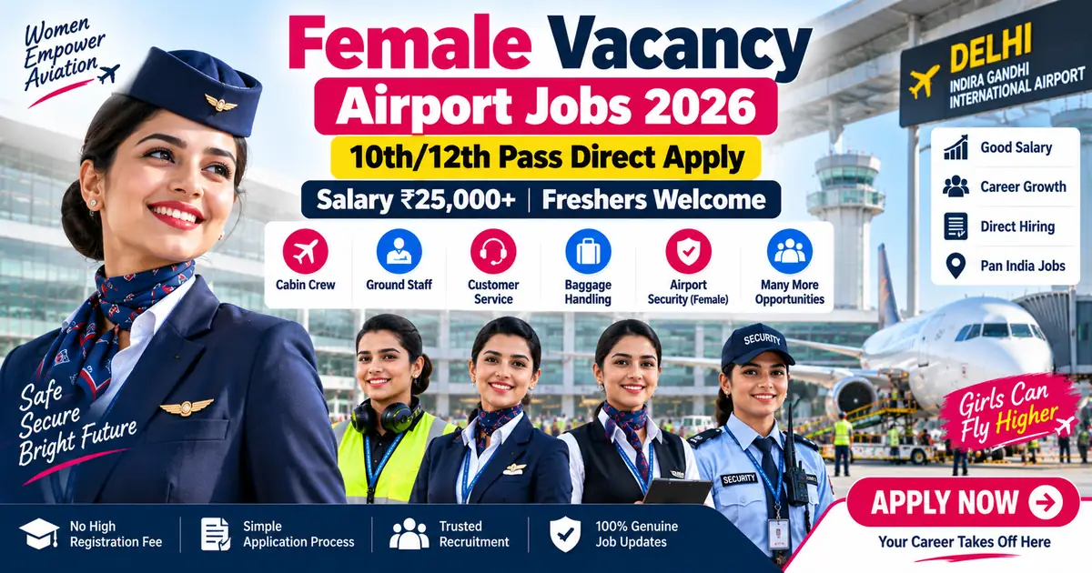 Airport Female Job Vacancy 2026 Air Hostess and Ground Staff Direct Apply