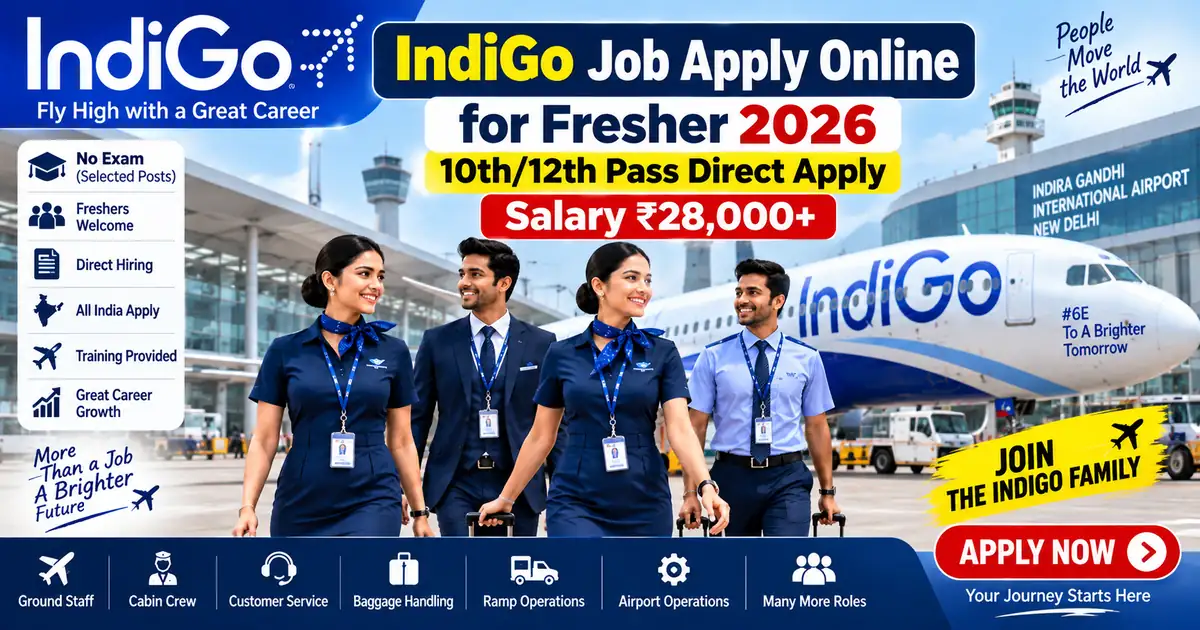 IndiGo job apply online for fresher 2026 ground staff cabin crew apply